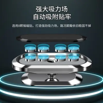 Strong Magnetic Metal Car Phone Holder, 360° Rotating