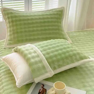 Çift Taraflı Tavşan Peluş Yastık Kılıfı, Kalın Astar, Bağcıklı, Kaymaz, Tek Kişilik - 3