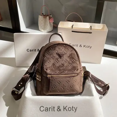 Vintage Velvet Embossed Backpack, 2025 Winter Model - 7