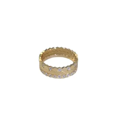 925 silver honeycomb ring for women, CNC machined, 18k gold plated