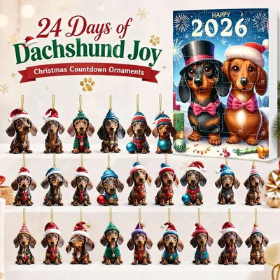 2026 Christmas Advent Calendar Blind Box with Acrylic Dachshund Pendant - 1