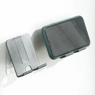 Duvara monte katlanabilir telefon tutucu, delinmeden yapışkanlı, banyo rafı