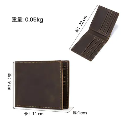 Crazy Horse Leather Short Men's Wallet with Multi-Card Slots and Coin Pocket - 5