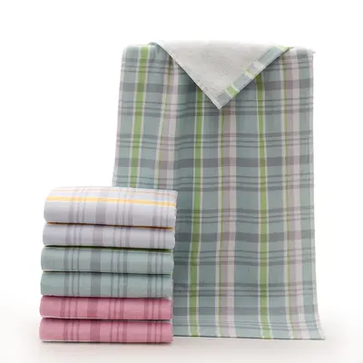 Gaoyang pure cotton checkered towel set, adult