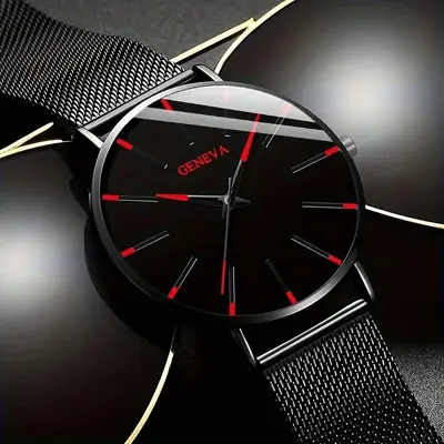 Quartz men's watch, alloy mesh band, business style