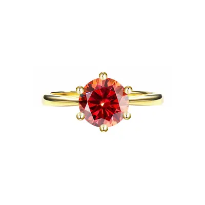 925er Sterlingsilberring, mit 18K Gold überzogen, Moissanit mit sechs Krallen - 8