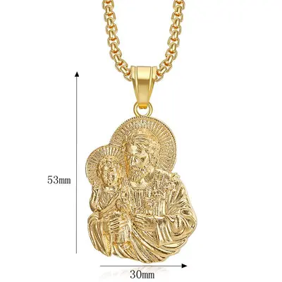 Hip-Hop Stainless Steel Pendant Necklace, Sagrada Familia Diamond-Coated