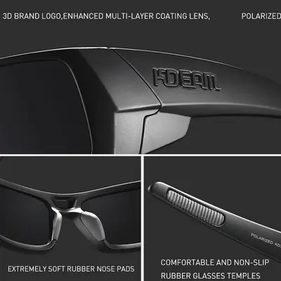 2024 KDEAM Quadratische polarisierte Sonnenbrille KD338, Radbrille