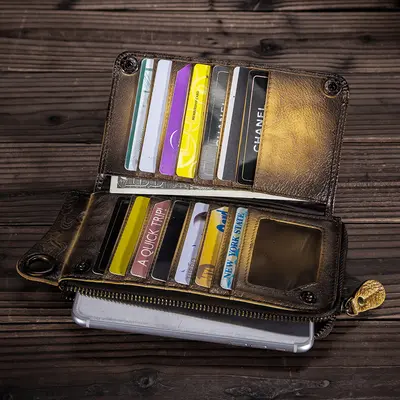 Herrenbrieftasche aus Baumrindenleder lang mit Reißverschluss - 4
