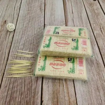 Ev, ticari ve otel kullanımı için doğal bambu çift uçlu tek kullanımlık bambu kürdanlar, 1000 adet ayrı ayrı paketlenmiş.