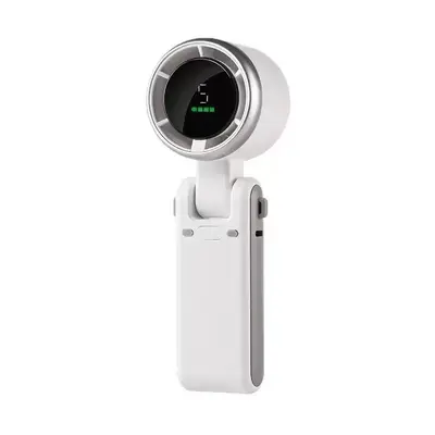Yüksek hızlı turbo fanlı el tipi mini vantilatör, dijital ekranlı, boyun askılı, katlanabi - 6