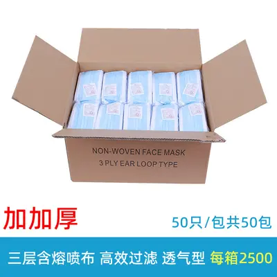 Disposable Adult Face Mask, 3-Ply, Individually Packed, Meltblown Layer - 9