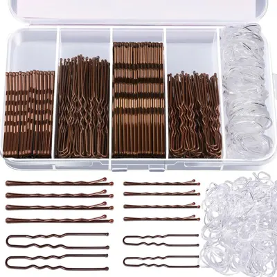 385-Piece Hair Accessories Set with Elastic Ties, Hair Nets and Clips