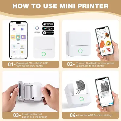 Amazon'un en çok satan taşınabilir mini yazıcısı kablosuz, cep telefonu Bluetooth'una bağlanabilir küçük ev fotoğraf yazıcısı