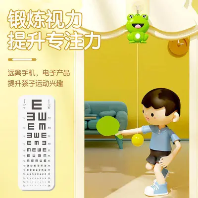 Hanging Kids Ping Pong Training Device, Indoor Hand-Eye Coordination Toy with Racket