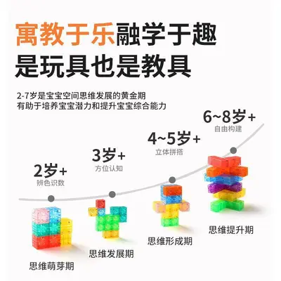 Transparent Magnetic Block Building Set, Educational Toy, Large Pieces - 5