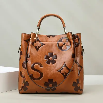 Women's Large Embossed Bucket Bag with Inner Tote - 8