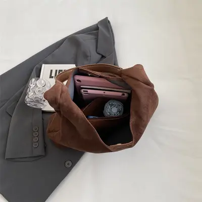 Women's Suede Tote Bag, Large Capacity, 2026 Autumn Winter Model