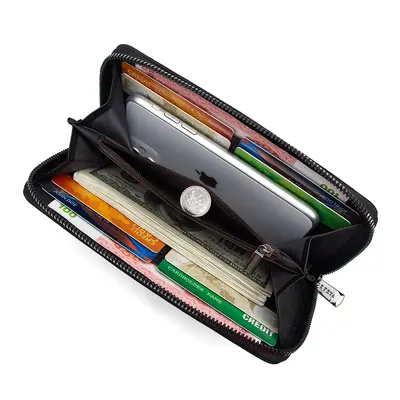 Men's Long Wallet with Multiple Card Slots, Large Capacity Clutch Purse - 4