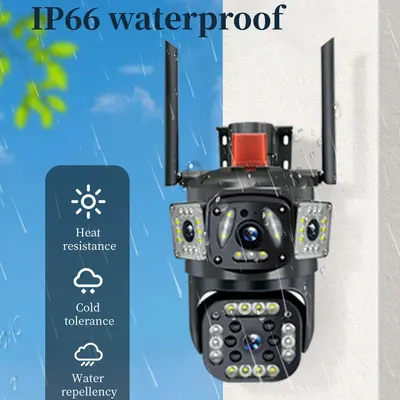 V380-WiFi-无线摄像头四镜头三画面监控室内外高清全彩警戒监控器