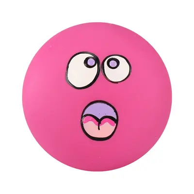 Smiling Face Squeaky Latex Dog Toy, Durable - 9