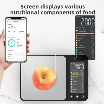 Beslenme Ölçeğü VA Renkli Ekran Yüksek Hassasiyetli Mutfak Elektronik Tartısı Premium Cam Model Gıda Tartısı Gram Ağırlık Kalori Hesaplayıcı Uluslararası