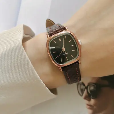 Korean-style quartz watch, leather strap, couple model - 11