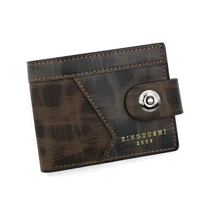 Men's Short Wallet, Magnetic Snap, Slim Leather, Coin Pocket - 5