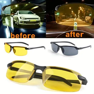Multifunctional Day-Night Safety Glasses with Cycling Frame and Night Vision Overlay