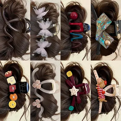 Korean Style Autumn Winter Hair Claw Clip Large Volume Hair Clip Back of Head Shark Clip High-end Updo Hair Clip Hair Claw