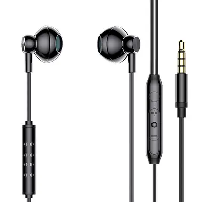 Key-controlled ear-return wired headphones suitable for live karaoke streaming, binaural flat-ear headphones with wire control for gaming and music - 11