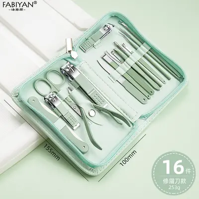 跨境指甲刀套装批发 不锈钢美容套拉链包 修甲刀刨指甲钳美甲工具 - 9
