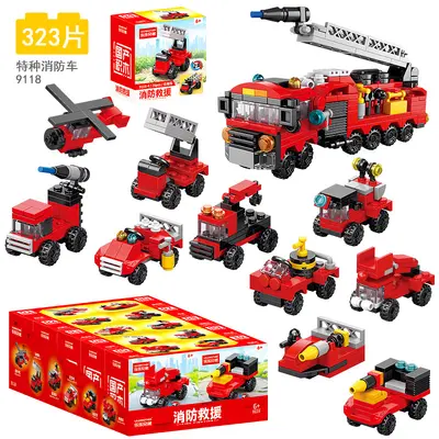 Küçük parçalı itfaiye aracı yapı blokları, Lego uyumlu, çocuklar için eğitici - 7