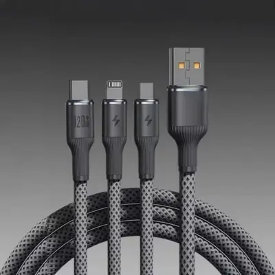 3-in-1 120W Super Fast Charging Braided Mobile Phone Charging Cable, Suitable for Apple Type-C and Android Data Cables. - 8