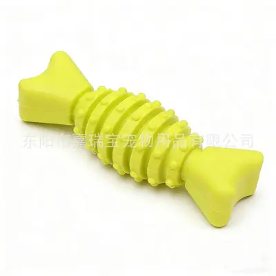 TPR Fish Bone Dog Chew Toy, Molar Stick - 8
