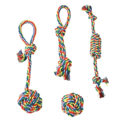 Durable Cotton Rope Dog Toy with Teeth-Cleaning Chew and Tug - 5