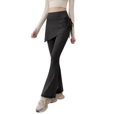 Kadın yoga etek pantolon, sahte iki parça koşu uzun pantolon, bahar modeli - 5