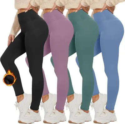 Damen-Leggings mit Fleece-Futter, hohe Taille, Winter-Yogahose