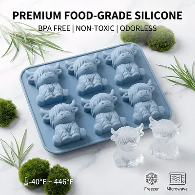 In Stock Silicone Ice Cube Mold Silicone Yak Ice Mold Mini Highland Cattle Ice Cube Mold - 5