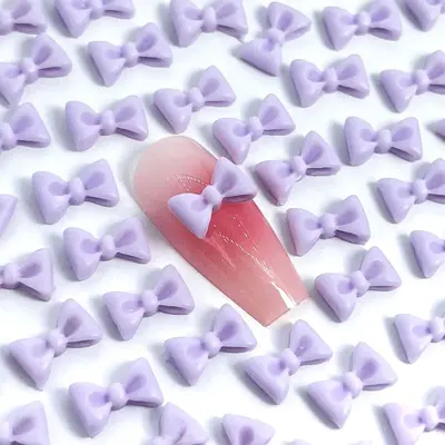 3D Resin Bow Nail Art Charm Set, Solid Colour, DIY - 10