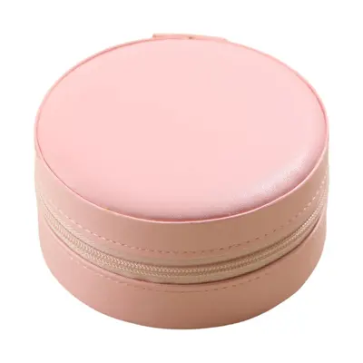 Runde tragbare Schmuckschatulle PU Schmuck-Aufbewahrungsbox Schmuck-Ohrringe-Ring-Organizer grenzüberschreitender Bestseller für den Außenhandel - 10