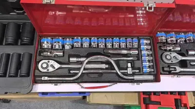 24-Piece Bow-Shaped F-Handle Socket Set with Metal Box, Auto Repair Tool Kit - 13