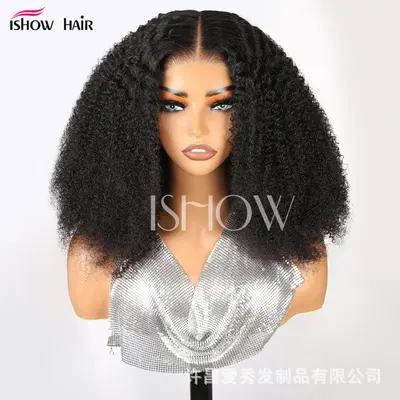 European and American 5*5 Real Human Hair Glueless Wig Cap Kinky Curly Lace Wig Cap Human Hair Wigs