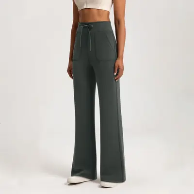 Athena Lulu Sand Wash Air Layer свободные прямые женские спортивные штаны для йоги из модала с высокой посадкой телесного цвета