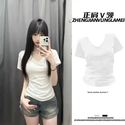 Amerikanisches ärmelloses T-Shirt mit rechter Schulterpartie und V-Ausschnitt für Frauen in den Sommermonaten, eng geschnittenes Hot-Girl-Design mit vielseitiger schlankmachender Wirkung, Nischen-Eisseide atmungsaktives Oberteil - 7