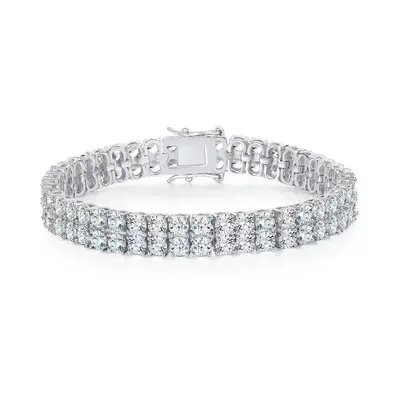 Zirkonstein-Armband, Tennisdesign, Doppelreihe - 7