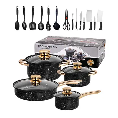 Maifanite Nonstick Pot Set with Wood-Grain Handle - 11