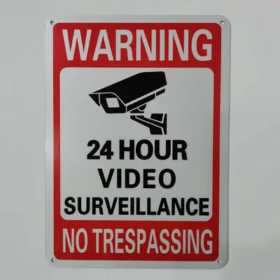 Stainless Steel Screen-Printed Sign, Aluminum Reflective English Warning Sign