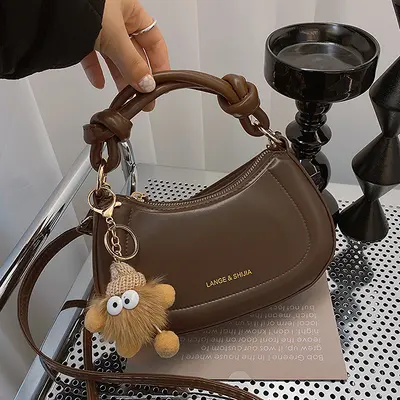 Kadın el çantası, düz renk, sonbahar modeli, tek omuz ve çapraz askılı - 2