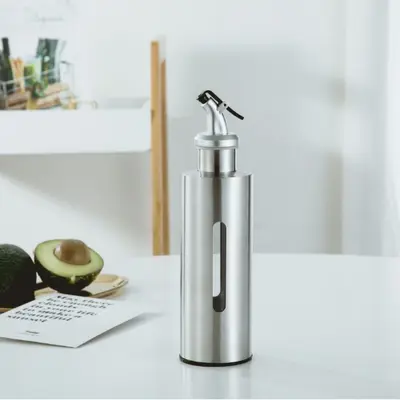 Stainless steel oil bottle spice bottle visual oil control bottle oil control jar kitchen spice bottle light soy sauce barbecue vinegar gold-plated - 7